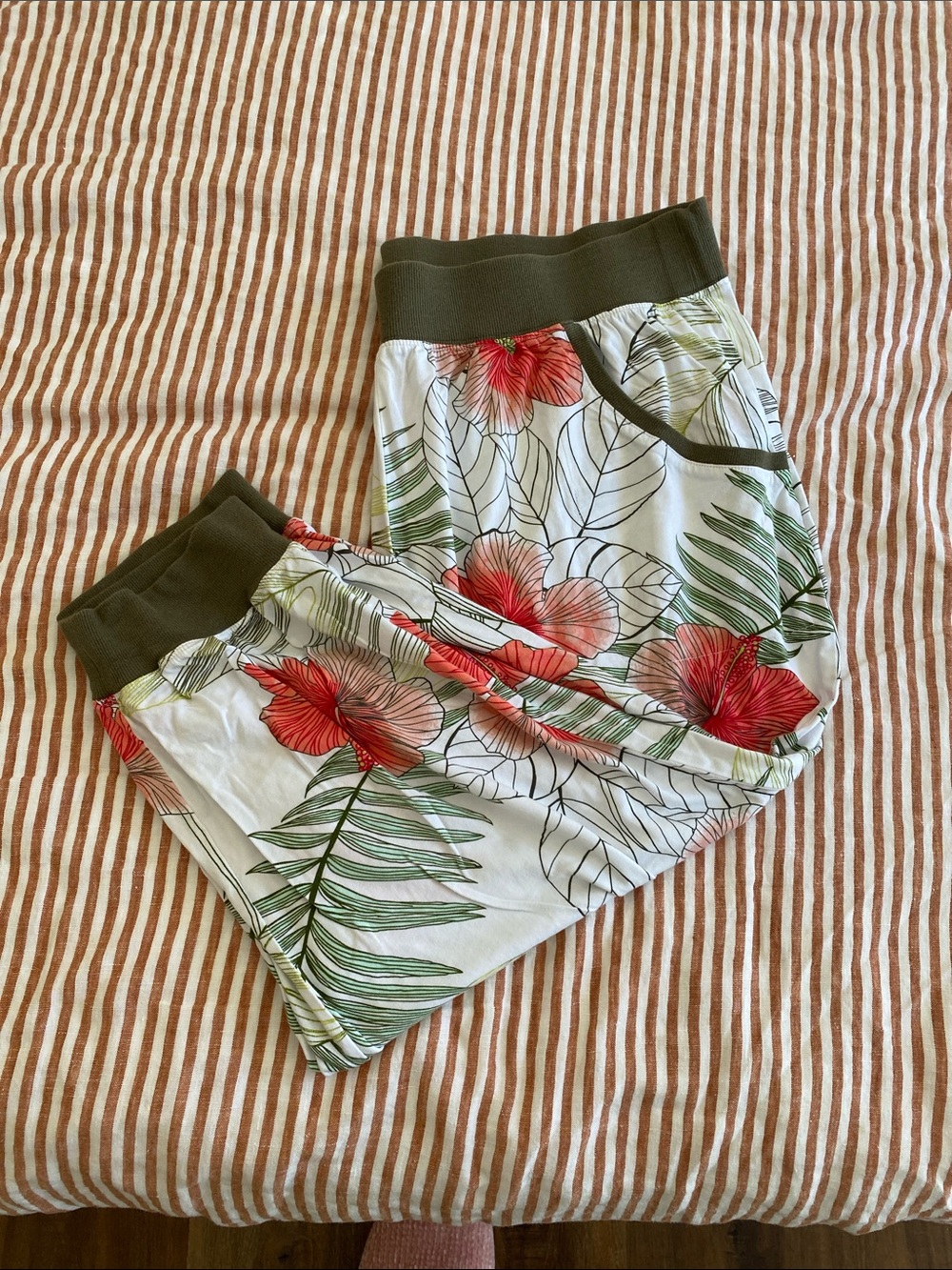 Cacique Tropical Floral Shorts in Olive and Red